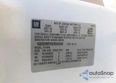 2012 GMC Yukon Xl 1500 Denali from USA, damaged, VIN 1GKS2MEF6CR302999